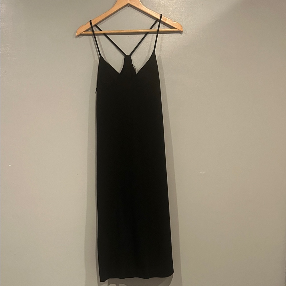 Zara Black Midi Dress with Spaghetti Straps